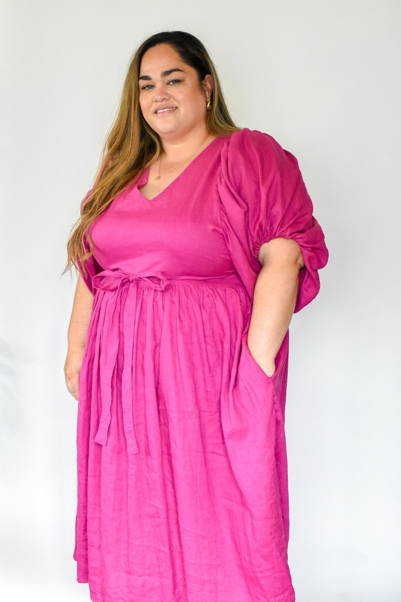 Sloan Willow Midi Dress - Magenta - Love & Lend