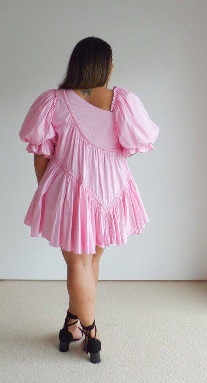 Aje Casabianca Braided Asymmetric Puff Sleeve Mini Dress - Love & Lend