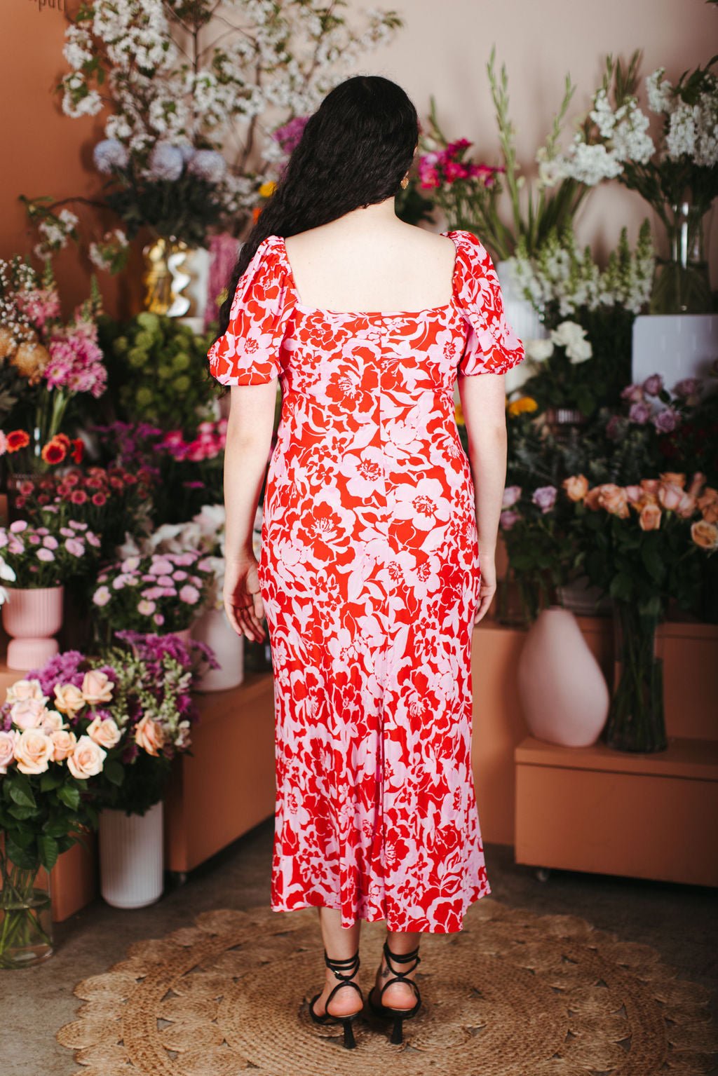 Floral silk 2024 midi dress